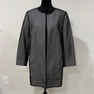 Lafayette 148 New York Black and White Mesh Open-Front Jacket